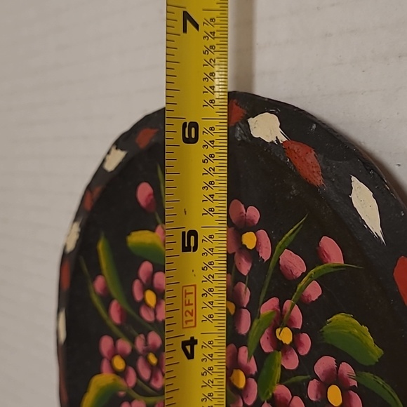 Vintage Mexican Hand Painted Floral Wooden Plate - Picture 13 of 16